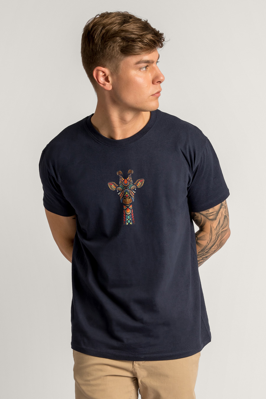 Tribal T-Shirts Maglietta Uomo Blu – 100% Cotone, Stampa Serigrafica Pugno E Cobra, Taglie S-XXXL